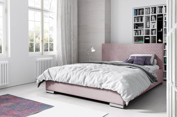 Elegantní čalouněná postel Champ 160x200, růžová