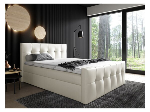 Čalouněná postel Maxim 140x200, béžová eko kůže + TOPPER
