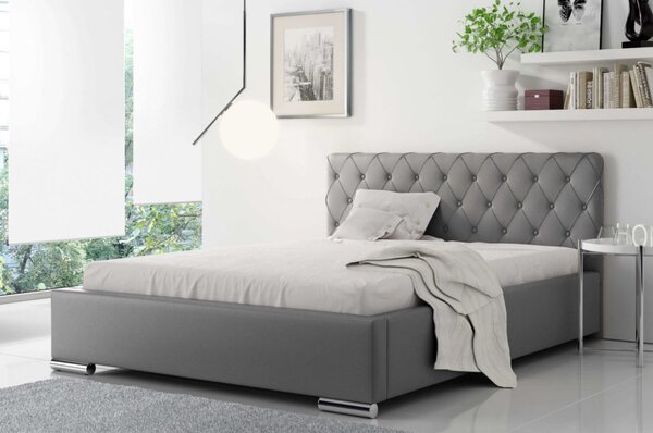 Čalouněná manželská postel Piero 140x200, šedá eko kůže