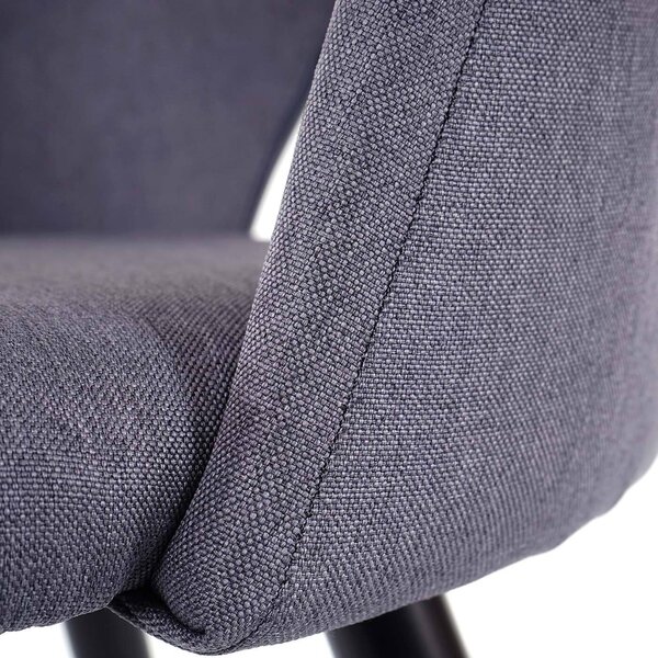 Sada 6 jídelních židlí HWC-D73, kuchyňská židle, látka/textil tmavě šedá