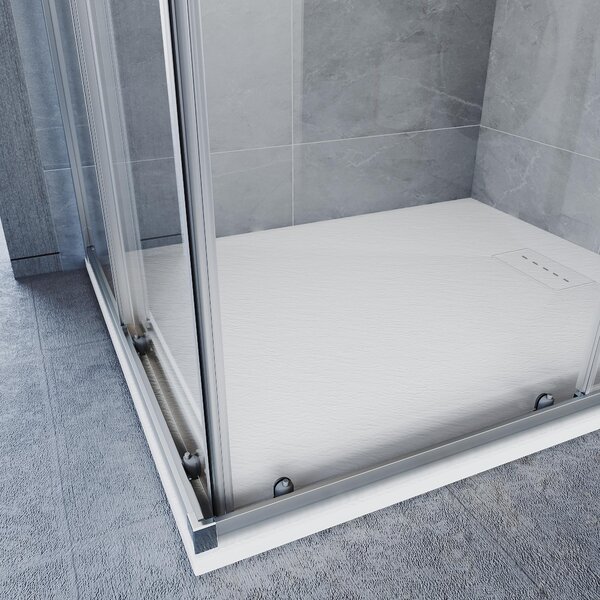 SONNI 70 x 70 x 185 stříbrná sprchová zástěna, posuvné dveře s horní a spodní kolejnicí, sklo 5 mm, rám dveří s rozsahem nastavení 20 mm