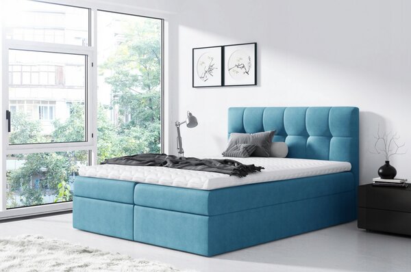 Jednoduchá postel Rex 120x200, modrá + TOPPER