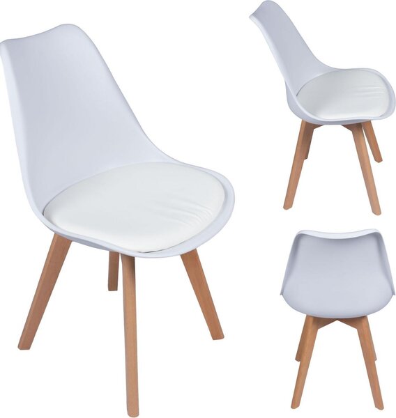Bauerkraft G-508 Moderní skandinávská židle s poduškou, bílá