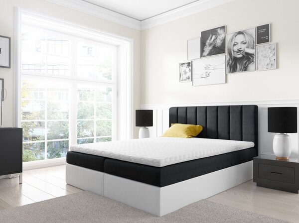 Dvoubarevná manželská postel Azur 160x200, černá + bílá eko kůže