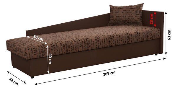 Jednolůžková postel (válenda) 80 cm Jeannine (hnědá) (s úl. prostorem) (P)