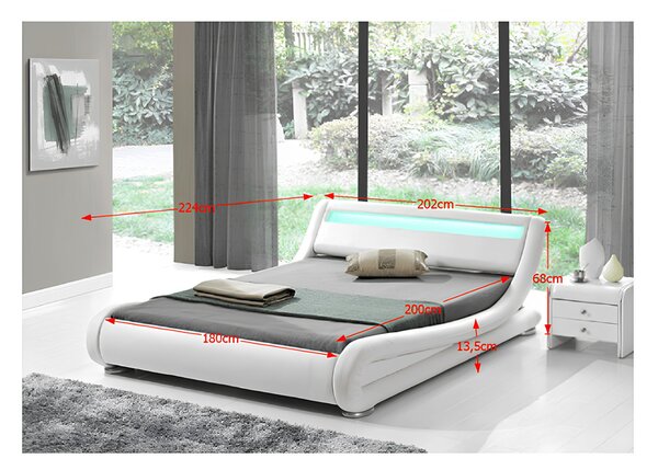 Manželská postel 180 cm Fanil (s roštem a LED)