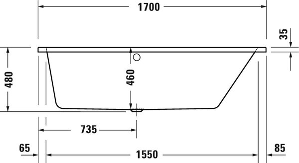 Duravit No. 1 rohová vana 170x100 cm Pravostranná bílá 700509000000000