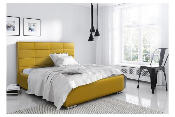 Elegantní manželská postel Caffara 140x200, žlutá, jemná potahová látka