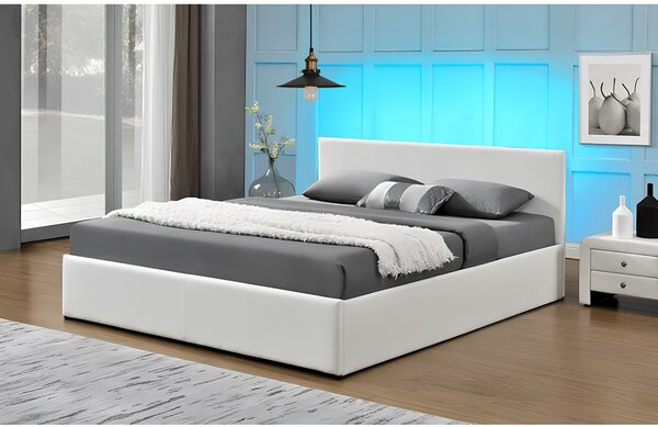Manželská postel 160 cm Jora (s roštem, úl. prostorem a LED)