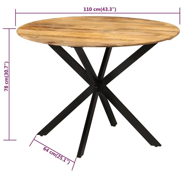 Jídelní stůl Ø 110 x 78 cm masivní mangovníkové dřevo a ocel 338454