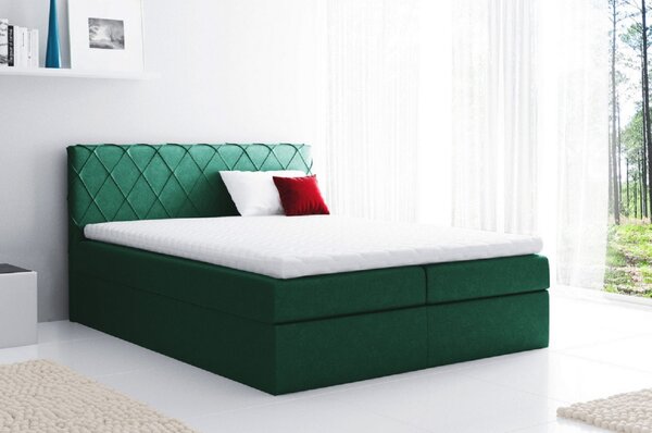 Pohodlná čalouněná postel Perez 120x200, zelená + TOPPER