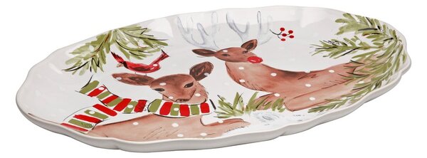 Kameninový vánoční tác Casafina Deer Friends, 50 x 32,5 cm