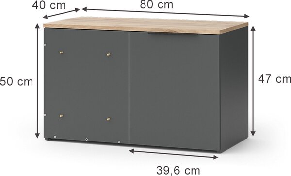Příborník Vicco Wido Antracit 80 x 50 cm Rohová komoda s dvířky, Model 47678