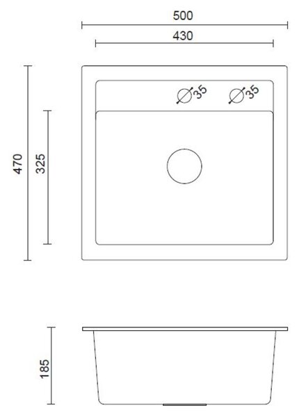 Quadron Johnny dřez graniteq 50x47 cm černá HCQJ5047CZK