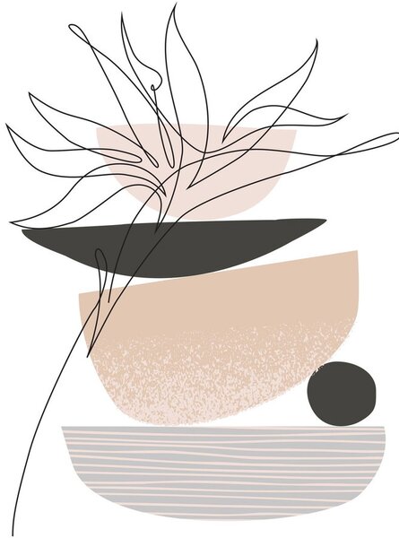 Obraz - Line art květiny N⁰1 (70x50 cm)