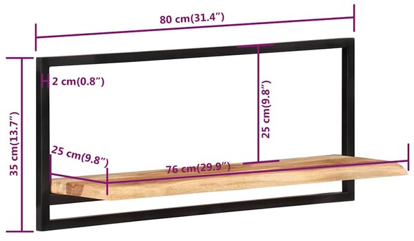 Nástěnné police 2 ks 80 x 24 x 35 cm masivní akácie a ocel 338458