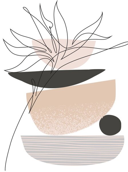 Skleněný obraz - Line art květiny N⁰1 (70x50 cm)