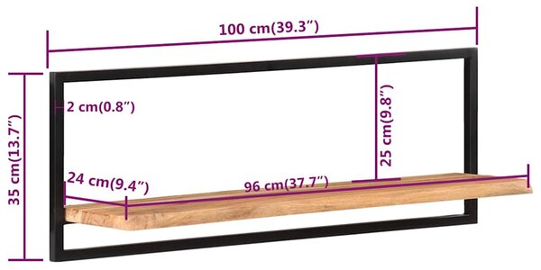 Nástěnné police 2 ks 100 x 24 x 35 cm masivní akácie a ocel 338457