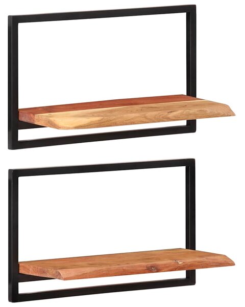 Nástěnné police 2 ks 60 x 25 x 35 cm masivní akácie a ocel 338459