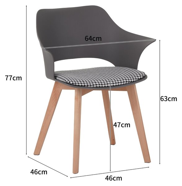 Jídelní židle ALBATROS sada 4 ks AALBORG, šedá - masivní bukové nohy, skandinávský retro design, pohodlná skořepinová židle - elegantní kuchyňská židle, jídelní židle k jídelnímu stolu