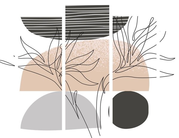 Obraz - Line art květiny N⁰2 (210x100 cm)