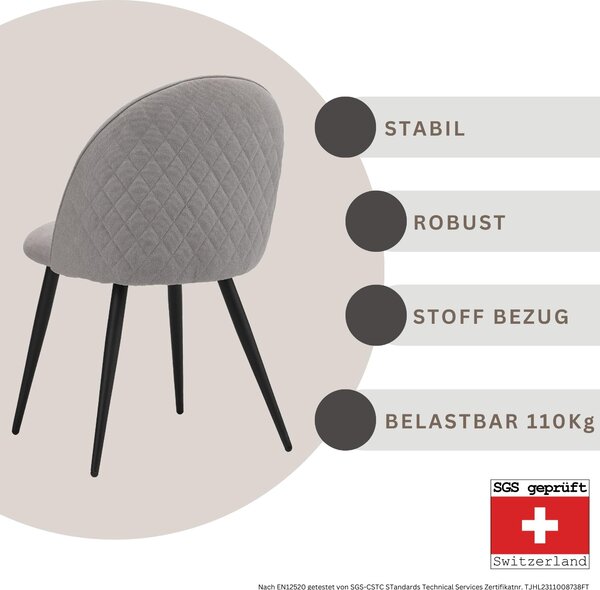 Židle do jídelny Albatros s látkovým potahem Capo Grey - látka Stylový vintage design, látkový potah, čalouněná židle testovaná SGS - moderní židle do kuchyně, jídelny nebo jídelního stolu