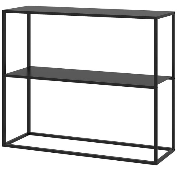 HOMCOM Konferenční stolek, Předsíňový stolek se 2 policemi, 90 x 30 x 75 cm, Industriální postranní stolek, Stolek pro malé prostory, Vstupní hala, Př
