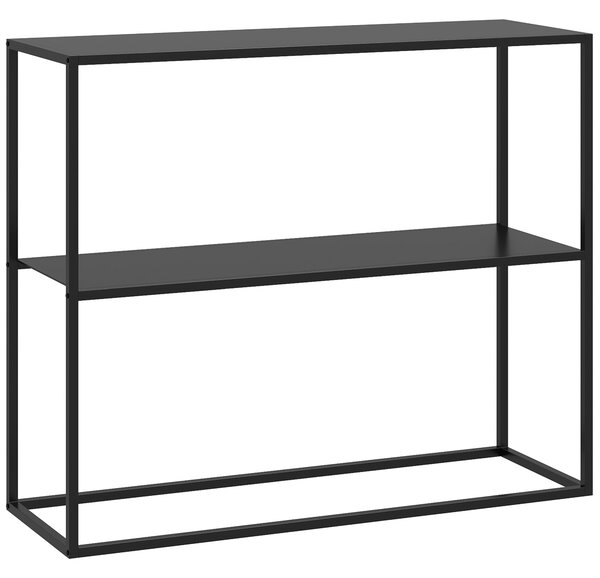 HOMCOM Konferenční stolek, Předsíňový stolek se 2 policemi, 90 x 30 x 75 cm, Industriální postranní stolek, Stolek pro malé prostory, Vstupní hala, Př