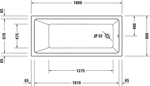 Duravit No. 1 obdélníková vana 180x80 cm bílá 700491000000000