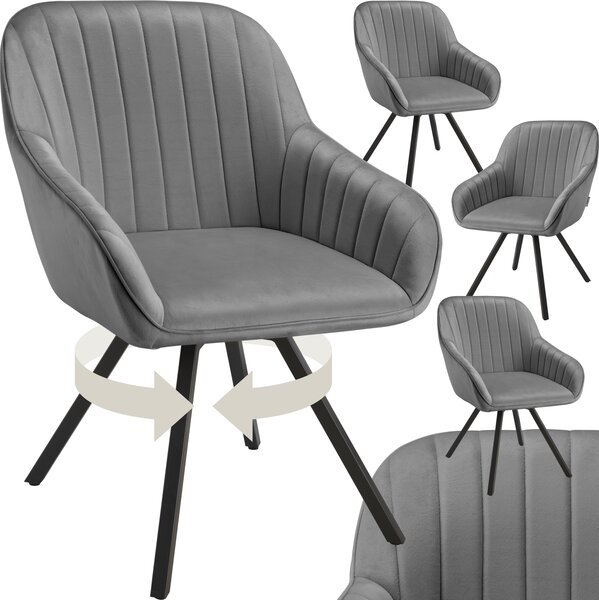 Tectake® Otočné křeslo Snug čalouněné, sametový vzhled 58 x 58 x 82 cm