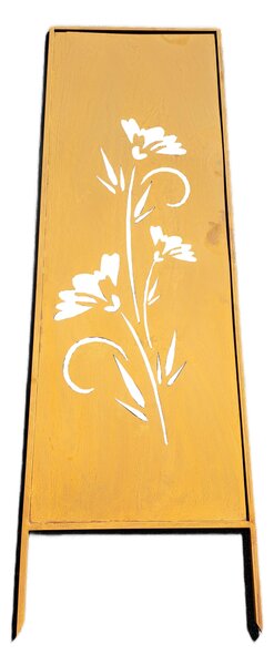 Zahradní dekorativní panel z oceli s patinou „Karafiáty“ 160x50 cm, efekt corten