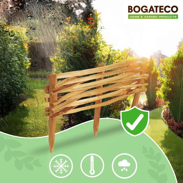 BOGATECO 3x zahradní plot z lískového dřeva 60 cm x 20 cm lemování záhonů lemování trávníku lemování záhonů dřevěné lemování záhonů plot | hnědý