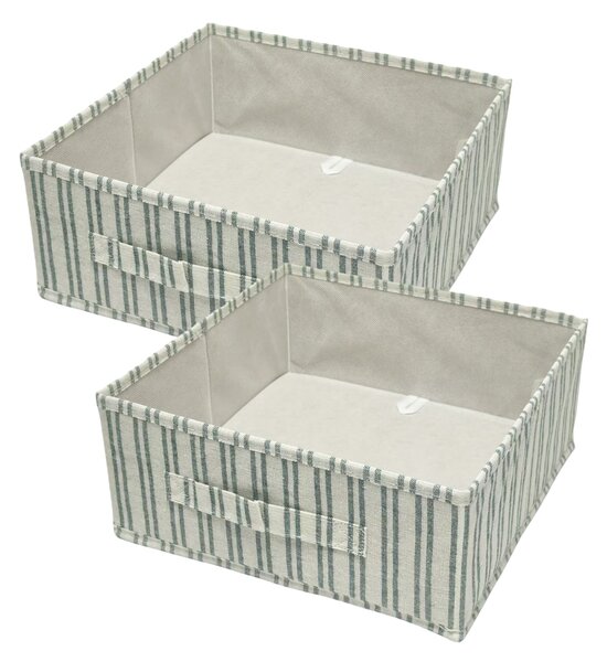 Sinsay - Skládací úložné boxy s pruhy 2 pack - zelená