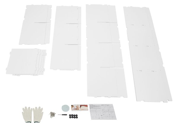 Rohová police ve tvaru L 117*28*117 cm 10 přihrádek pro domácnost a kancelář (bílá)