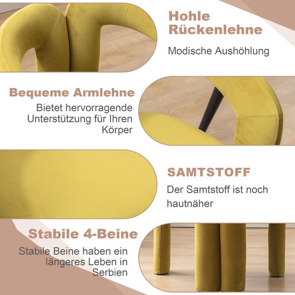 Sweiko sametové moderní designové jídelní židle, čalouněné dekorační židle/jídelní židle/vedro boční židle, obývací pokoj kuchyňské židle 2 kusy/sada příležitostných židlí