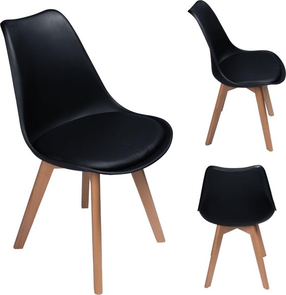 Bauerkraft G-497 Moderní skandinávská židle s poduškou, černá
