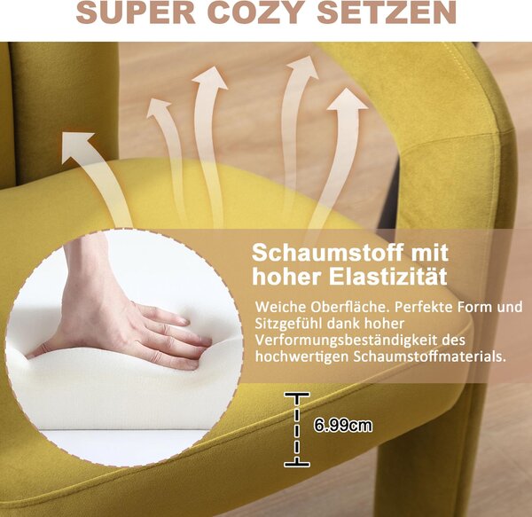Sweiko sametové moderní designové jídelní židle, čalouněné dekorační židle/jídelní židle/vedro boční židle, obývací pokoj kuchyňské židle 2 kusy/sada příležitostných židlí