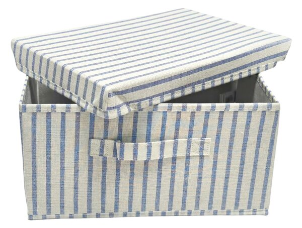 Sinsay - Skládací úložný box s pruhy a víkem - námořnická modrá