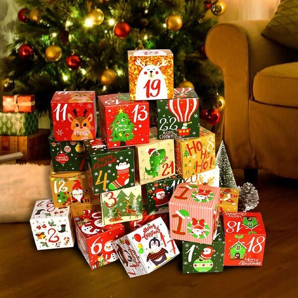 Adventní kalendář - plnitelné krabičky 24 ks