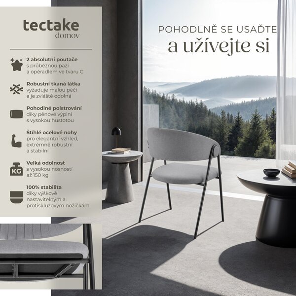Tectake® Křeslo Bedano tkaná látka, čalouněné 60 x 58 x 85 cm