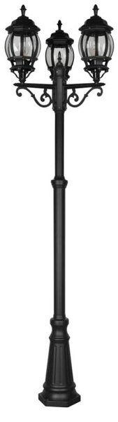 Trio Leuchten 406960332 ELVO - Zahradní vysoká trojramenná stojací lampa v černé barvě ,IP44, výška 240cm, 3 x E27 (Retro stojací svítidlo na zahradu IP44)