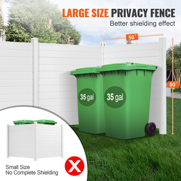 VEVOR 3xPanels zahradní plot 122x122cm plot na ochranu soukromí PVC a pozinkovaný plech zemní hrot větrný plot kovové sloupky do 50 cm laťkový plot plot na ochranu soukromí ideální pro zařízení bazénu klimatizační systémy