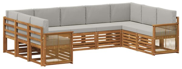 Venkovní pohovková souprava 7 ks Přírodní a světle šedá 3384837