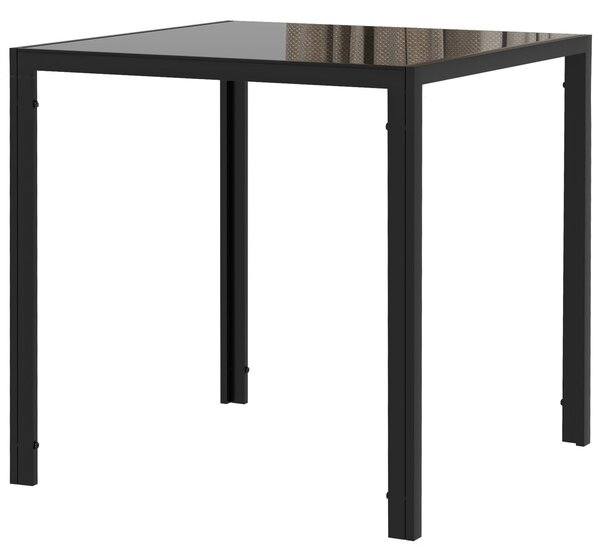 HOMCOM Jídelní stůl 75 x 75 cm, Čtvercový kuchyňský stůl pro 4 osoby, Jídelní stůl s tvrzeným sklem a kovovými nohami, Moderní stůl do kuchyně, jídeln