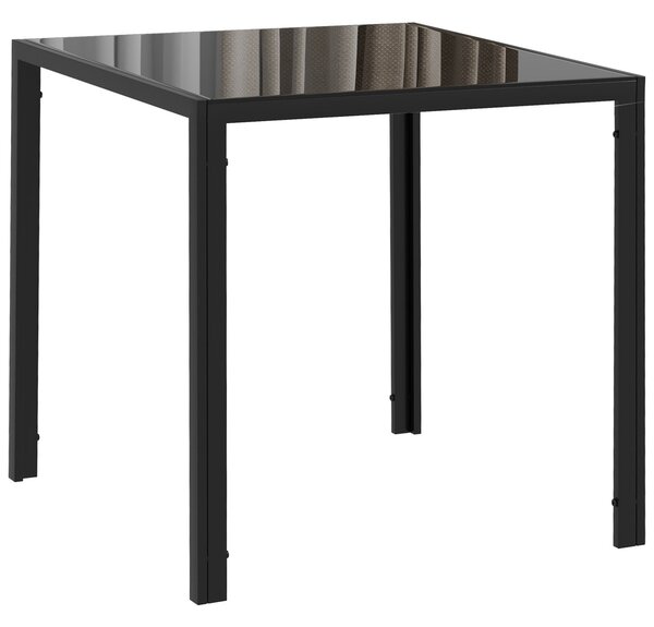 HOMCOM Jídelní stůl 75 x 75 cm, Čtvercový kuchyňský stůl pro 4 osoby, Jídelní stůl s tvrzeným sklem a kovovými nohami, Moderní stůl do kuchyně, jídeln