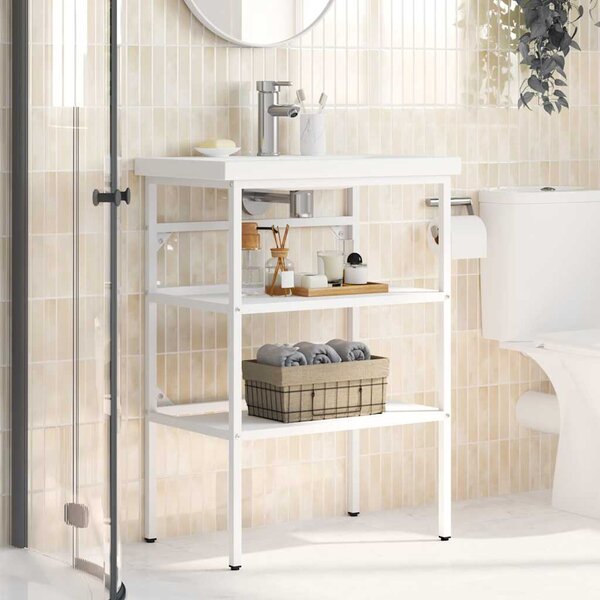 Koupelnový regál pod umyvadlo bílý 59 x 38 x 83 cm železo 338485