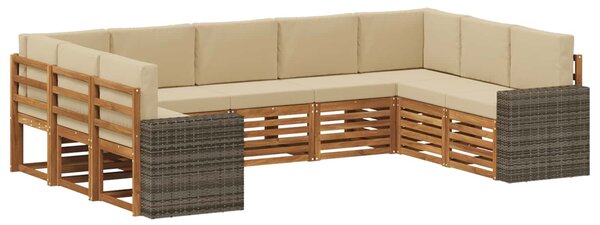 Venkovní pohovková souprava 9 ks Přirozená a Béžová Polyester 3384849