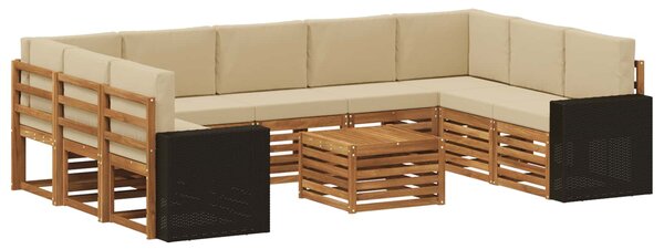 Venkovní pohovková souprava 10 ks Přirozená a Béžová Polyester 3384874