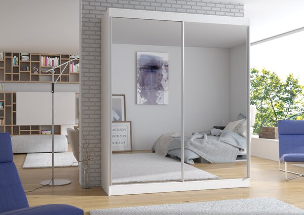 ADRK Šatní zrcadlová skříň posuvná MORGAN W 180, bílá