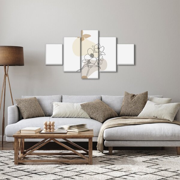 Obraz - Béžové květy s motýlem N⁰3 (125x70 cm)